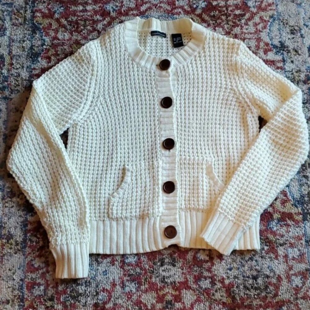 Girls Beige XL button down cardigan sweater 2 pockets Moda International
